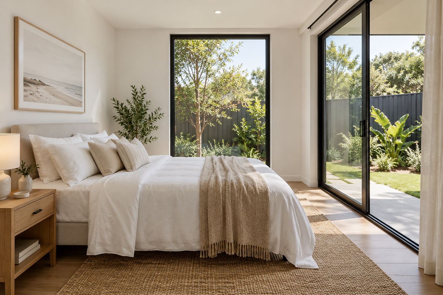 Open plan modular home living area